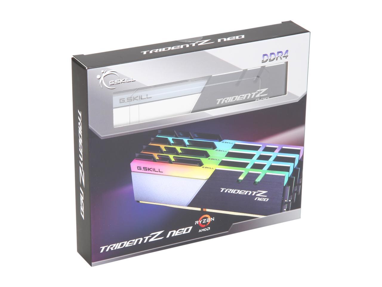 G.SKILL Trident Z Neo (For AMD Ryzen) Series 32GB (4 x 8GB) 288-Pin RGB DDR4 SDRAM DDR4 3200 (PC4 25600) Desktop Memory Model F4-3200C16Q-32GTZN