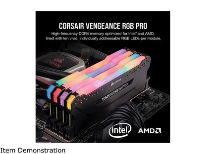 CORSAIR Vengeance RGB Pro 32GB (2 x 16GB) 288-Pin PC RAM DDR4 2666 (PC4 21300) Desktop Memory Model CMW32GX4M2A2666C16  **Open Box **