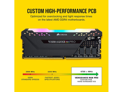 CORSAIR Vengeance RGB Pro 32GB (2 x 16GB) 288-Pin PC RAM DDR4 3600 (PC4 28800) AMD Optimized Desktop Memory Model CMW32GX4M2Z3600C18  **Open Box **