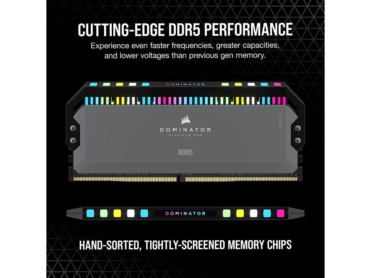 CORSAIR Dominator Platinum RGB 64GB (2 x 32GB) 288-Pin PC RAM DDR5 5600 (PC5 44800) XMP 3.0 AMD EXPO Desktop Memory Model CMT64GX5M2B5600Z40K **Open Box **