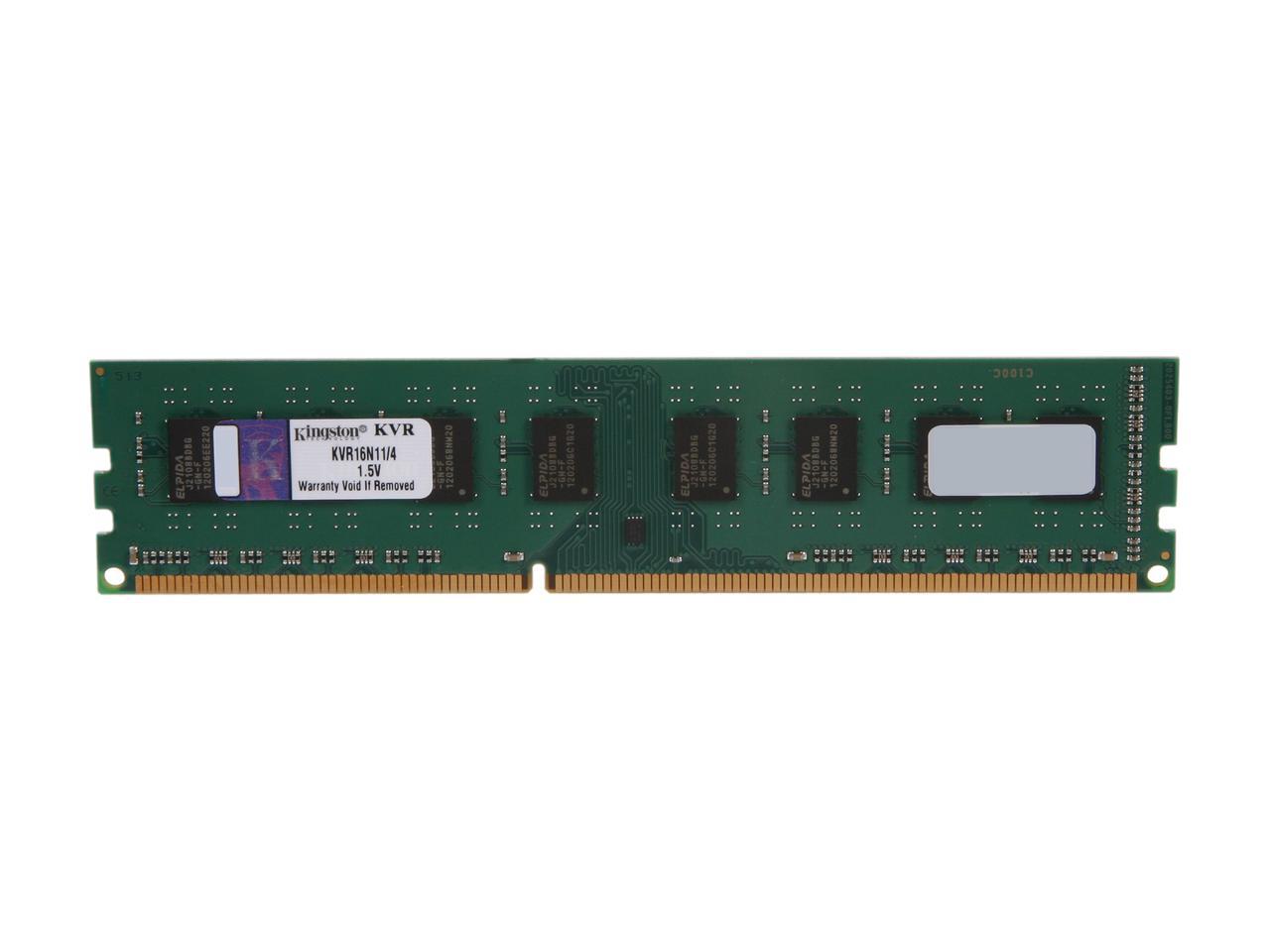 Kingston 4GB 240-Pin DDR3 SDRAM DDR3 1600 Desktop Memory Model KVR16N11/4