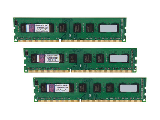 Kingston 24GB (3 x 8GB) 240-Pin DDR3 SDRAM DDR3 1333 Desktop Memory Model KVR13N9K3/24