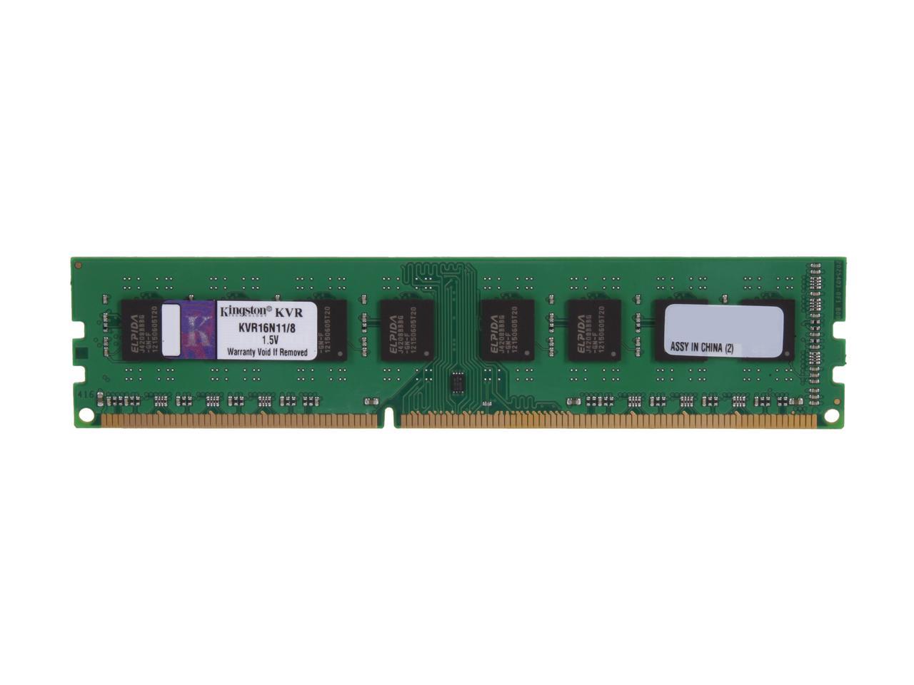 Kingston ValueRAM 8GB 240-Pin DDR3 SDRAM DDR3 1600 (PC3 12800) Desktop Memory Model KVR16N11/8