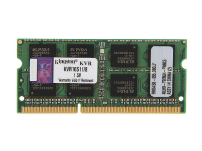 Kingston 8GB 204-Pin DDR3 SO-DIMM DDR3 1600 Laptop Memory Model KVR16S11/8
