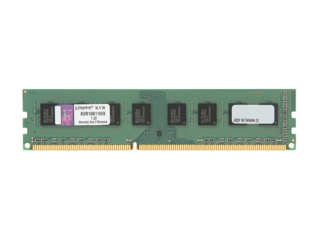 Kingston 8GB 240-Pin DDR3 SDRAM DDR3 1600 Desktop Memory STD Height 30mm Model KVR16N11H/8