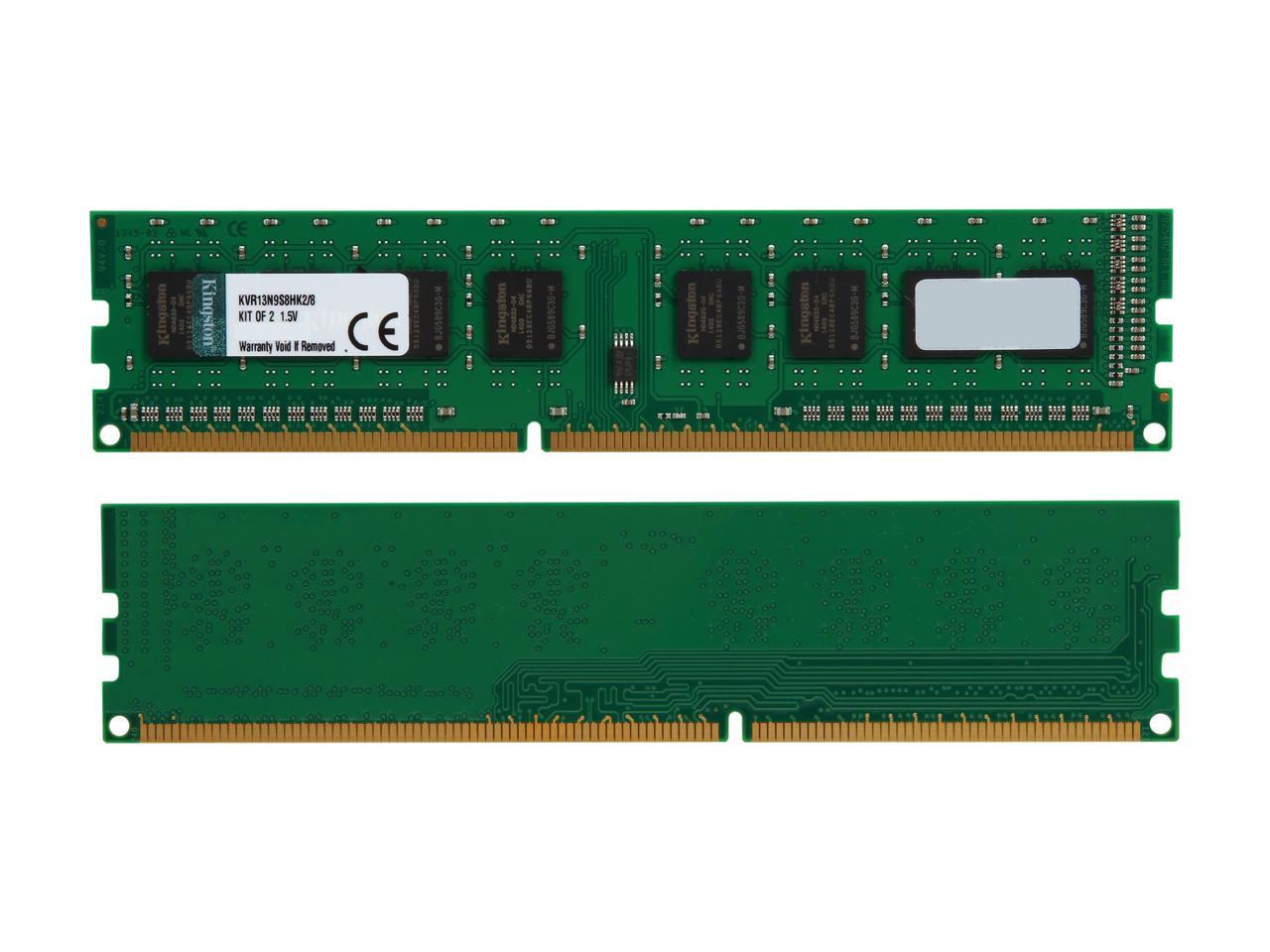 Kingston 8GB (2 x 4GB) 240-Pin DDR3 SDRAM DDR3 1333 Desktop Memory Model KVR13N9S8HK2/8