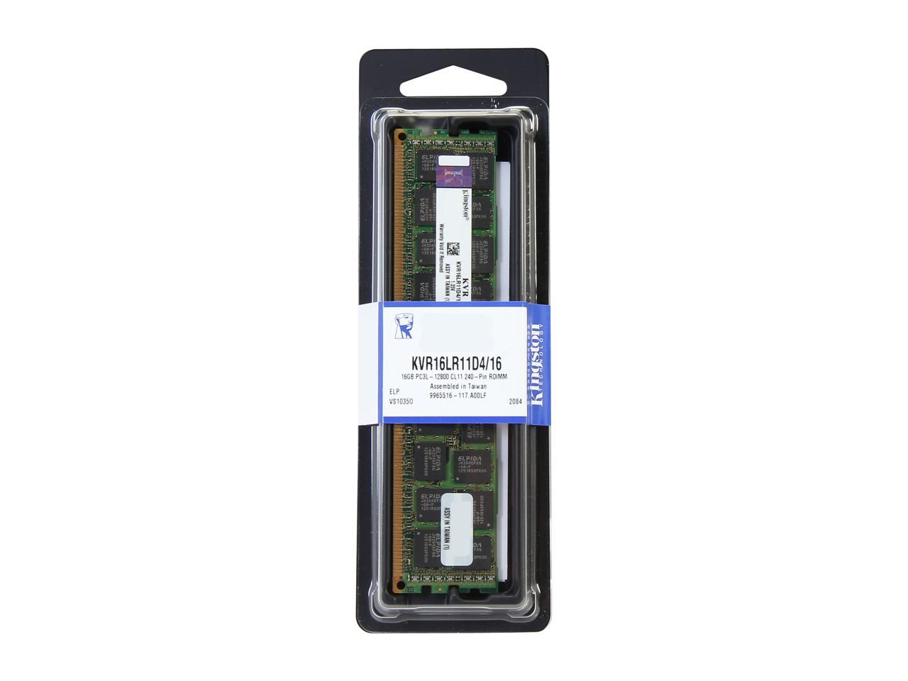 Kingston 16GB 240-Pin DDR3 SDRAM ECC Registered DDR3 1600 (PC3 12800) Server Memory Model KVR16LR11D4/16