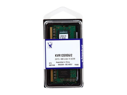 Kingston 2GB 204-Pin DDR3 SO-DIMM DDR3 1333 (PC3 10600) Laptop Memory Model KVR13S9S6/2