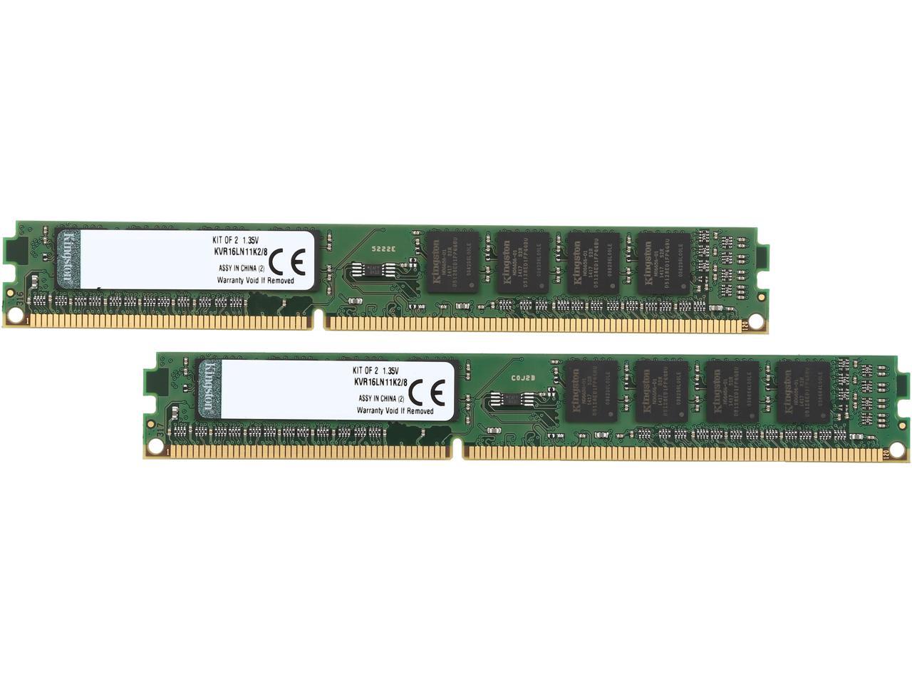 Kingston 8GB (2 x 4GB) 240-Pin DDR3 SDRAM DDR3L 1600 (PC3L 12800) Desktop Memory Model KVR16LN11K2/8