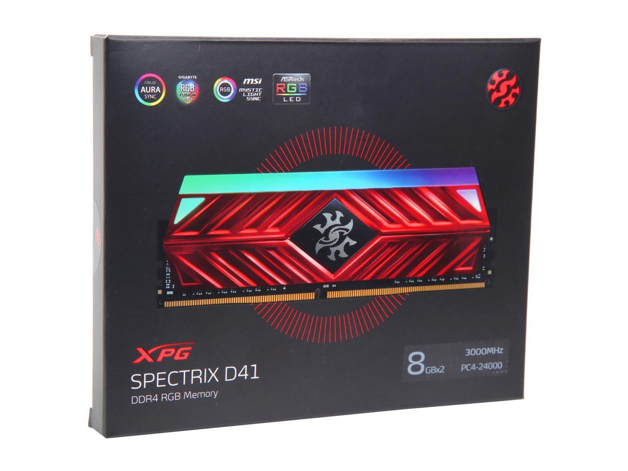 XPG SPECTRIX D41 16GB (2 x 8GB) 288-Pin DDR4 SDRAM DDR4 3000 (PC4 24000) Desktop Memory Model AX4U300038G16A-DR41