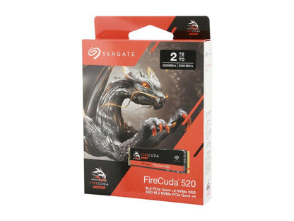 Seagate FireCuda 520 M.2 2280 2TB PCIe Gen4 x4, NVMe 1.3 3D TLC Internal Solid State Drive (SSD) ZP2000GM3A002