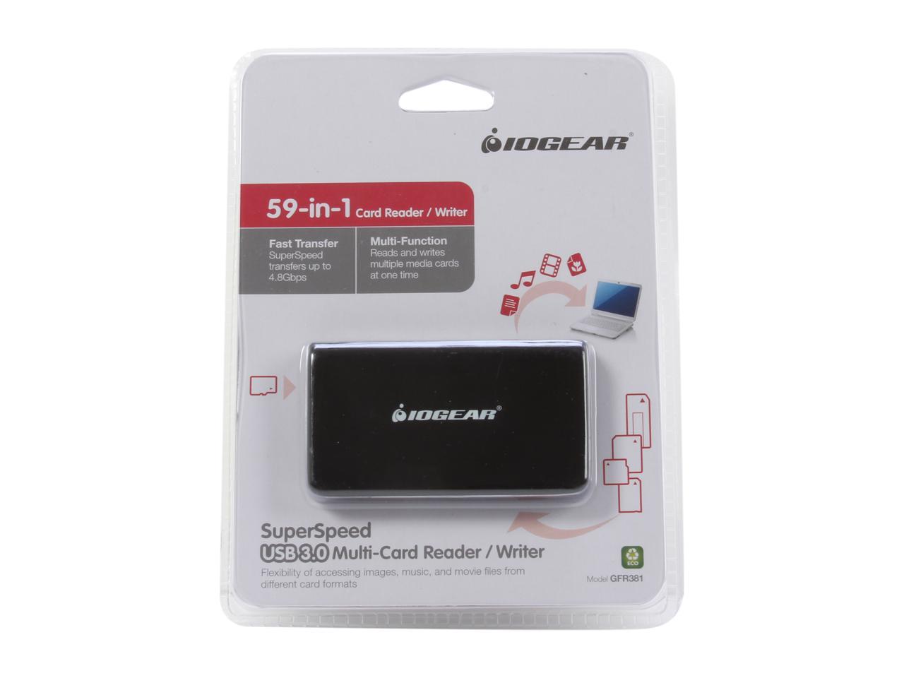 IOGEAR GFR381 SuperSpeed USB 3.0 Support Compact Flash/ Micro Drive/ SD/ SDHC/ SDXC/ Olympus DC and XD Card/ microSD/ microSDHC/ microSDXC/ Memory Stick/ M2 Multi-Card Reader / Writer