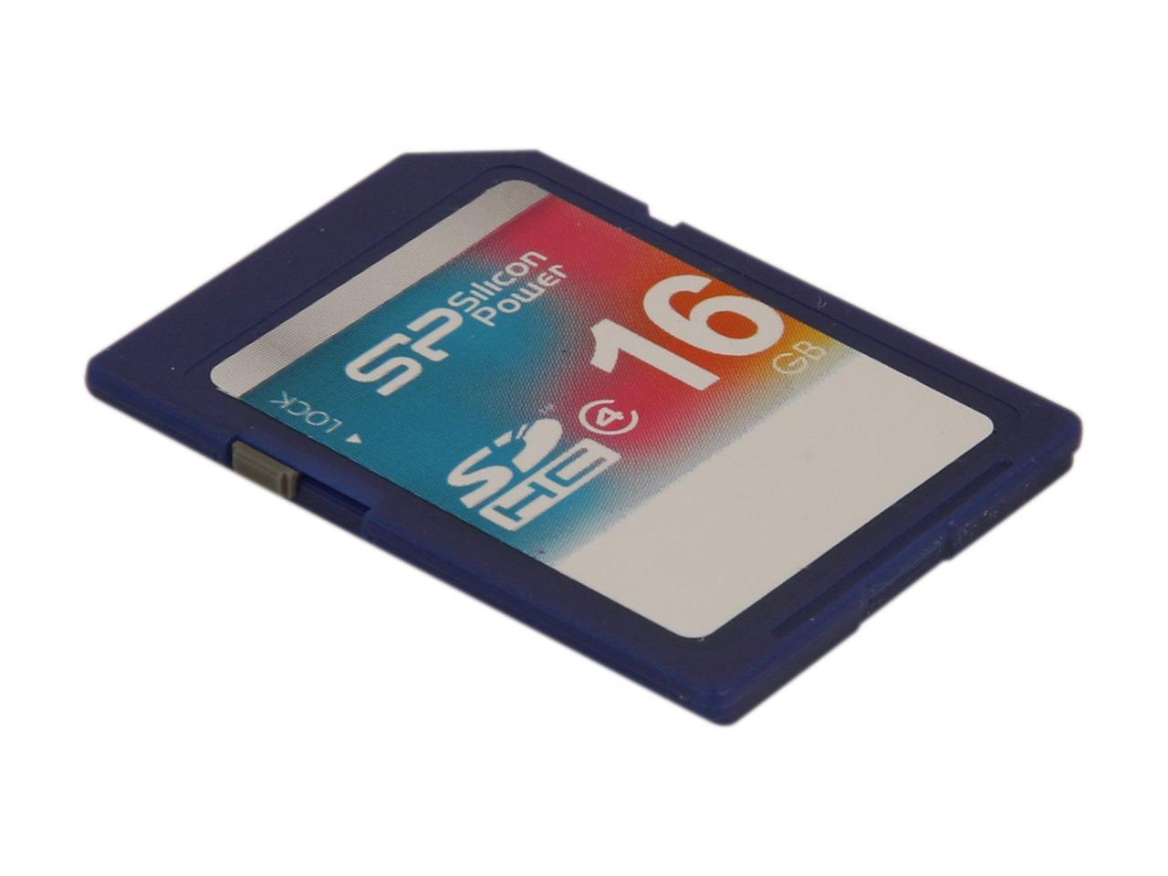 Silicon Power 16GB Secure Digital High-Capacity (SDHC) Flash Card Model SP016GBSDH004V10