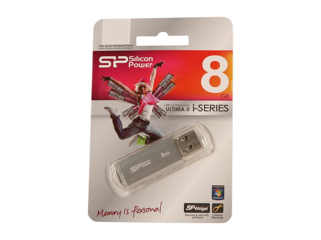 Silicon Power Ultima II-I Series 8GB USB 2.0 Flash Drive Model SP008GBUF2M01V1S