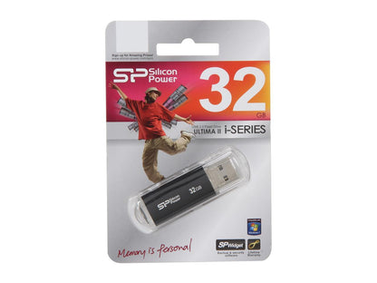 Silicon Power Ultima II-I Series 32GB USB 2.0 Flash Drive (Black) Model SP032GBUF2M01V1K