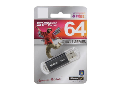 Silicon Power Ultima II-I Series 64GB USB 2.0 Flash Drive (Black) Model SP064GBUF2M01V1K