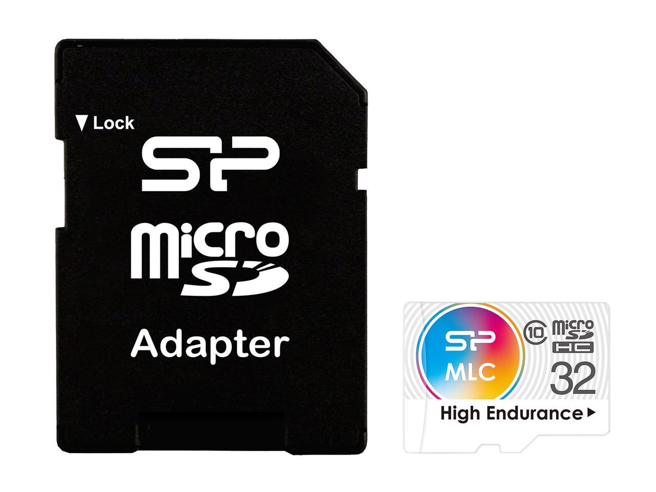 Silicon Power 32GB High Endurance MLC MicroSDHC Memory Card, Ideal for Dash Cam and Security Camera, with Adapter (SP032GBSTHIU3V10SP)