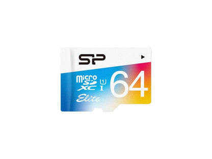 Silicon Power 64GB Elite microSDXC UHS-I/U1 Class 10 Memory Card with Adapter, Speed Up to 85MB/s (SP064GBSTXBU1V20UR)