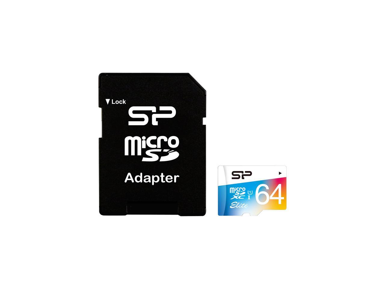 Silicon Power 64GB Elite microSDXC UHS-I/U1 Class 10 Memory Card with Adapter, Speed Up to 85MB/s (SP064GBSTXBU1V20UR)