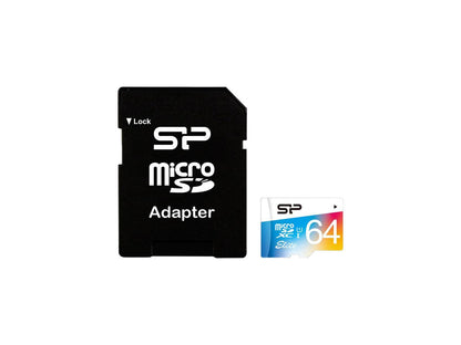 Silicon Power 64GB Elite microSDXC UHS-I/U1 Class 10 Memory Card with Adapter, Speed Up to 85MB/s (SP064GBSTXBU1V20UR)