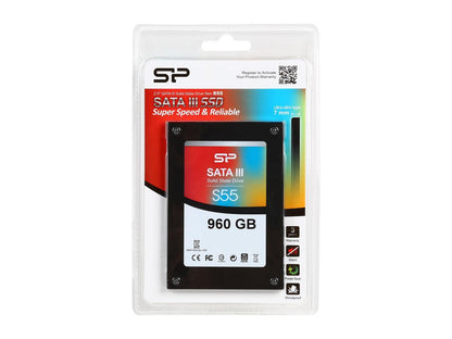 Silicon Power Slim S55 2.5" 960GB SATA III TLC Internal Solid State Drive (SSD) SP960GBSS3S55S25