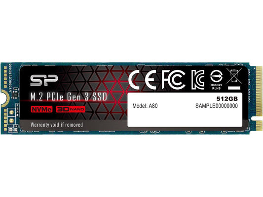 Silicon Power 512GB NVMe M.2 2280 PCIe Gen3 x4 TLC R/W up to 3,400/2,300 MB/s SSD (SP512GBP34A80M28)