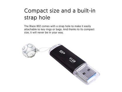 Silicon Power 64GB Blaze B02 USB 3.1 Flash Drive (SP064GBUF3B02V1K)