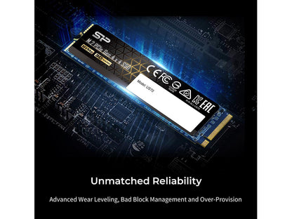 Silicon Power US70 M.2 2280 1TB PCI-Express 4.0 x4, NVMe 1.3 3D NAND Internal Solid State Drive (SSD) SP01KGBP44US7005