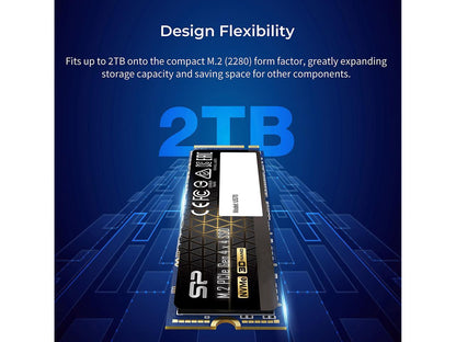 Silicon Power US70 M.2 2280 2TB PCI-Express 4.0 x4, NVMe 1.3 3D NAND Internal Solid State Drive (SSD) SP02KGBP44US7005