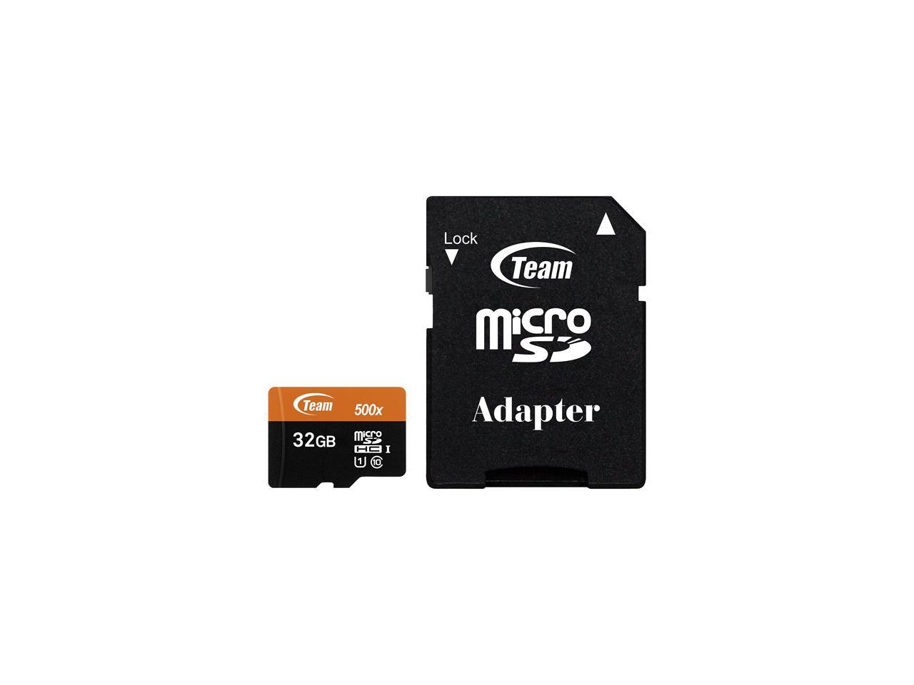 Team 32GB microSDHC UHS-I/U1 Class 10 Memory Card with Adapter, Speed Up to 80MB/s (TUSDH32GUHS03)