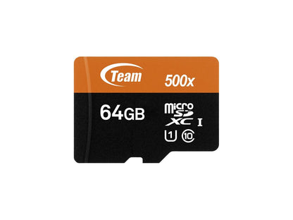 Team 64GB microSDXC UHS-I/U1 Class 10 Memory Card with Adapter, Speed Up to 80MB/s (TUSDX64GUHS03)