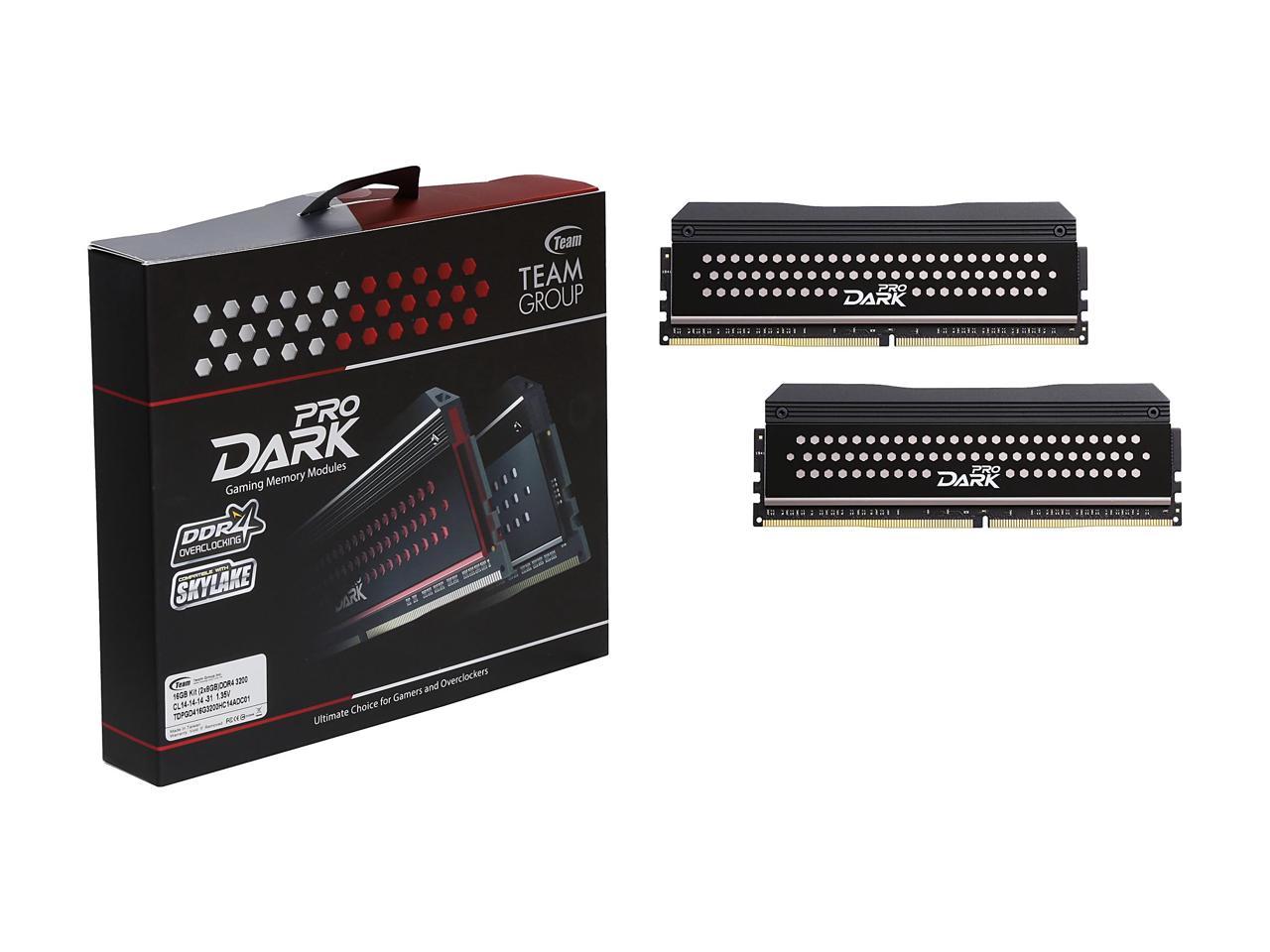Team T-Force DARK Pro 16GB (2 x 8GB) 288-Pin DDR4 SDRAM DDR4 3200 (PC4 25600) Desktop Memory Model TDPGD416G3200HC14ADC01