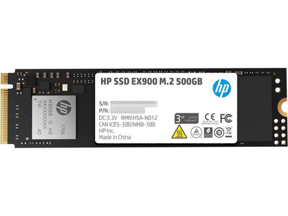 HP EX900 M.2 500GB PCIe 3.0 x4 NVMe 3D TLC NAND Internal Solid State Drive (SSD) 2YY44AA#ABC