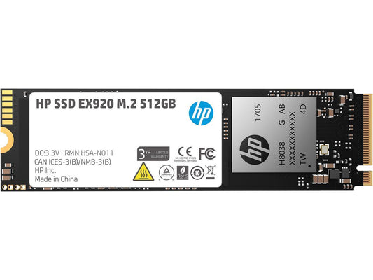 HP EX920 M.2 512GB PCIe 3.0 x4 NVMe 3D TLC NAND Internal Solid State Drive (SSD) 2YY46AA#ABC