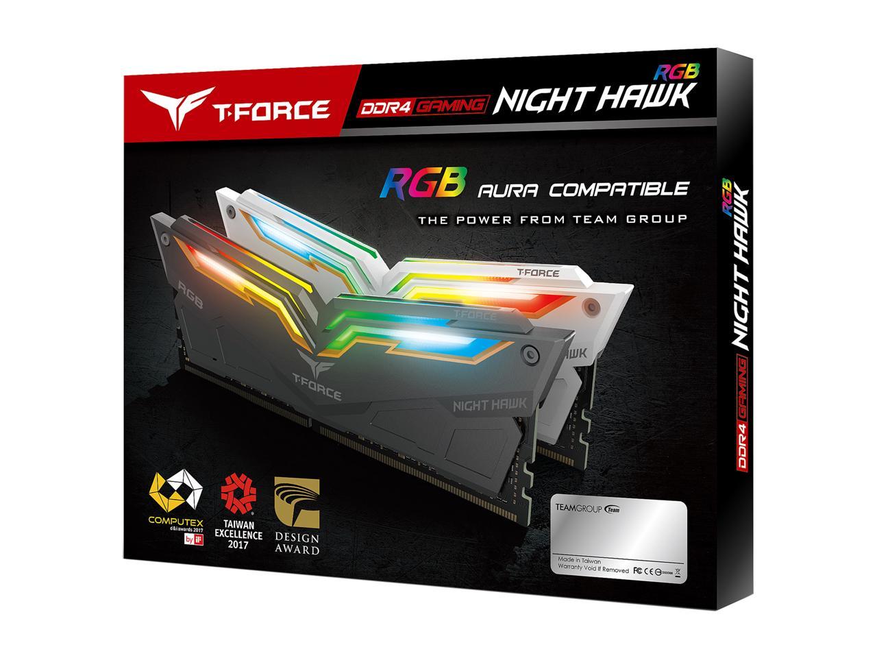 Team T-Force Night Hawk RGB 32GB (2 x 16GB) 288-Pin DDR4 SDRAM DDR4 3000 (PC4 24000) Desktop Memory Model TF2D432G3000HC16CDC01