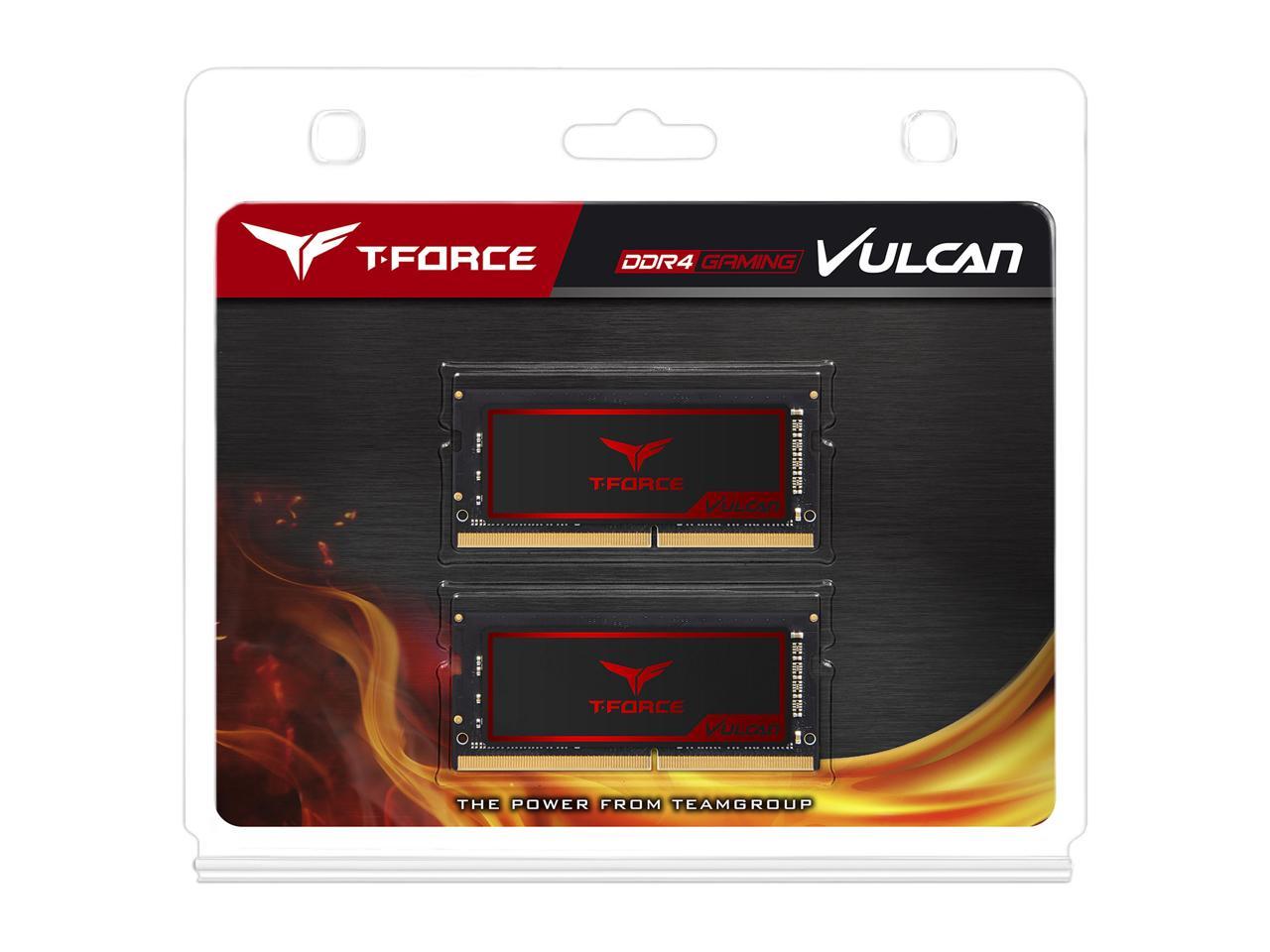 Team T-Force Vulcan 32GB (2 x 16GB) 260-Pin DDR4 SO-DIMM DDR4 2666 (PC4 21300) Laptop Memory Model TLRD432G2666HC18FDC-S01