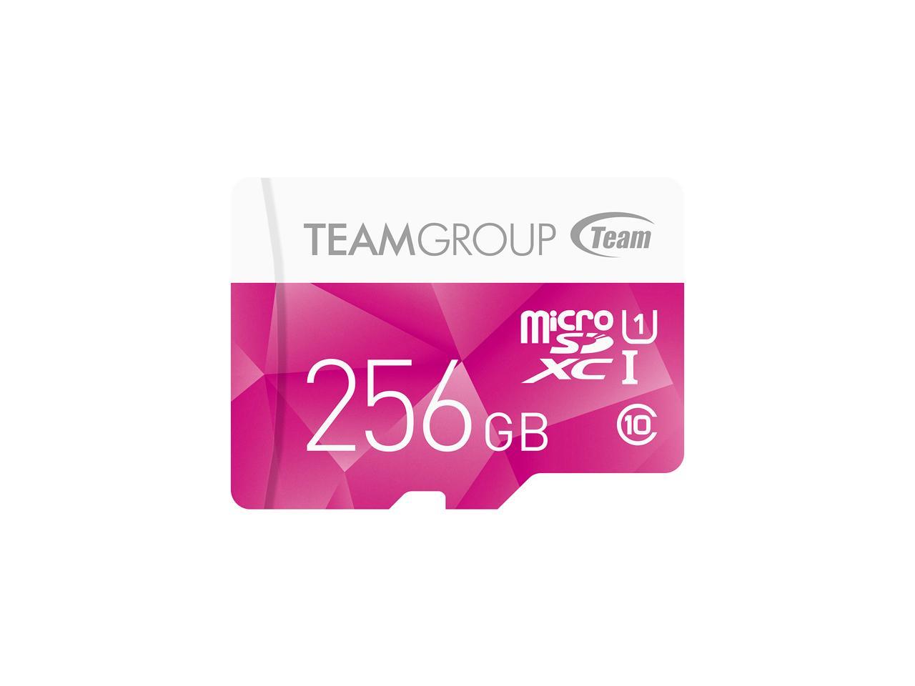 Team Group 256GB Color microSDXC UHS-I/U1 Class 10 Memory Card with Adapter, Speed Up to 80MB/s (TCUSDX256GUHS46)