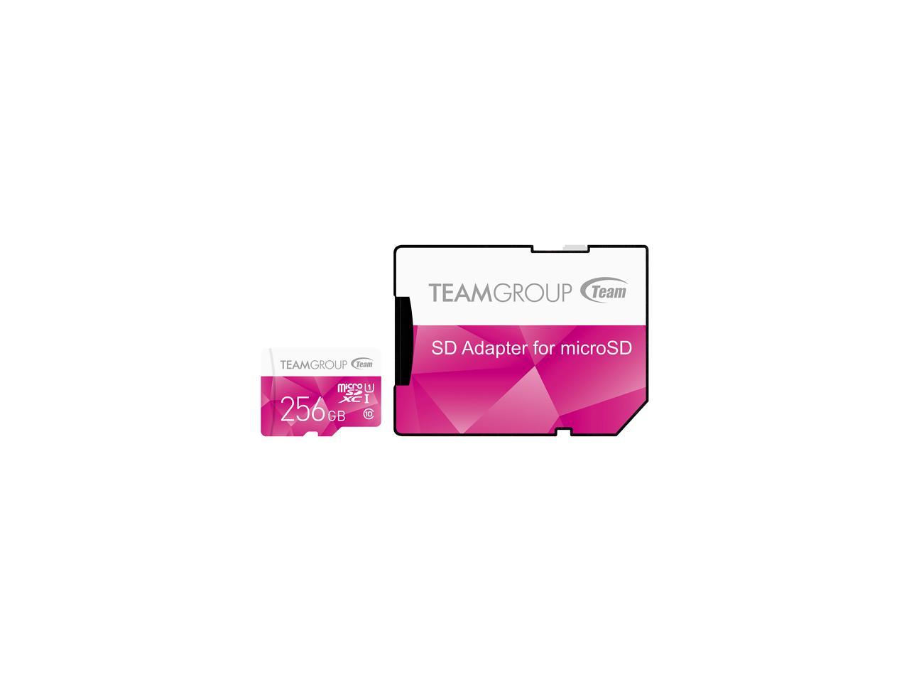 Team Group 256GB Color microSDXC UHS-I/U1 Class 10 Memory Card with Adapter, Speed Up to 80MB/s (TCUSDX256GUHS46)