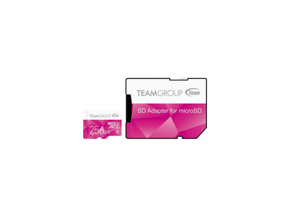 Team Group 256GB Color microSDXC UHS-I/U1 Class 10 Memory Card with Adapter, Speed Up to 80MB/s (TCUSDX256GUHS46)