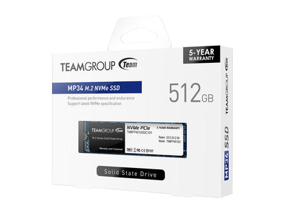 Team MP34 M.2 2280 512GB PCIe 3.0 x4 with NVMe 1.3 3D NAND Internal Solid State Drive (SSD) TM8FP4512G0C101