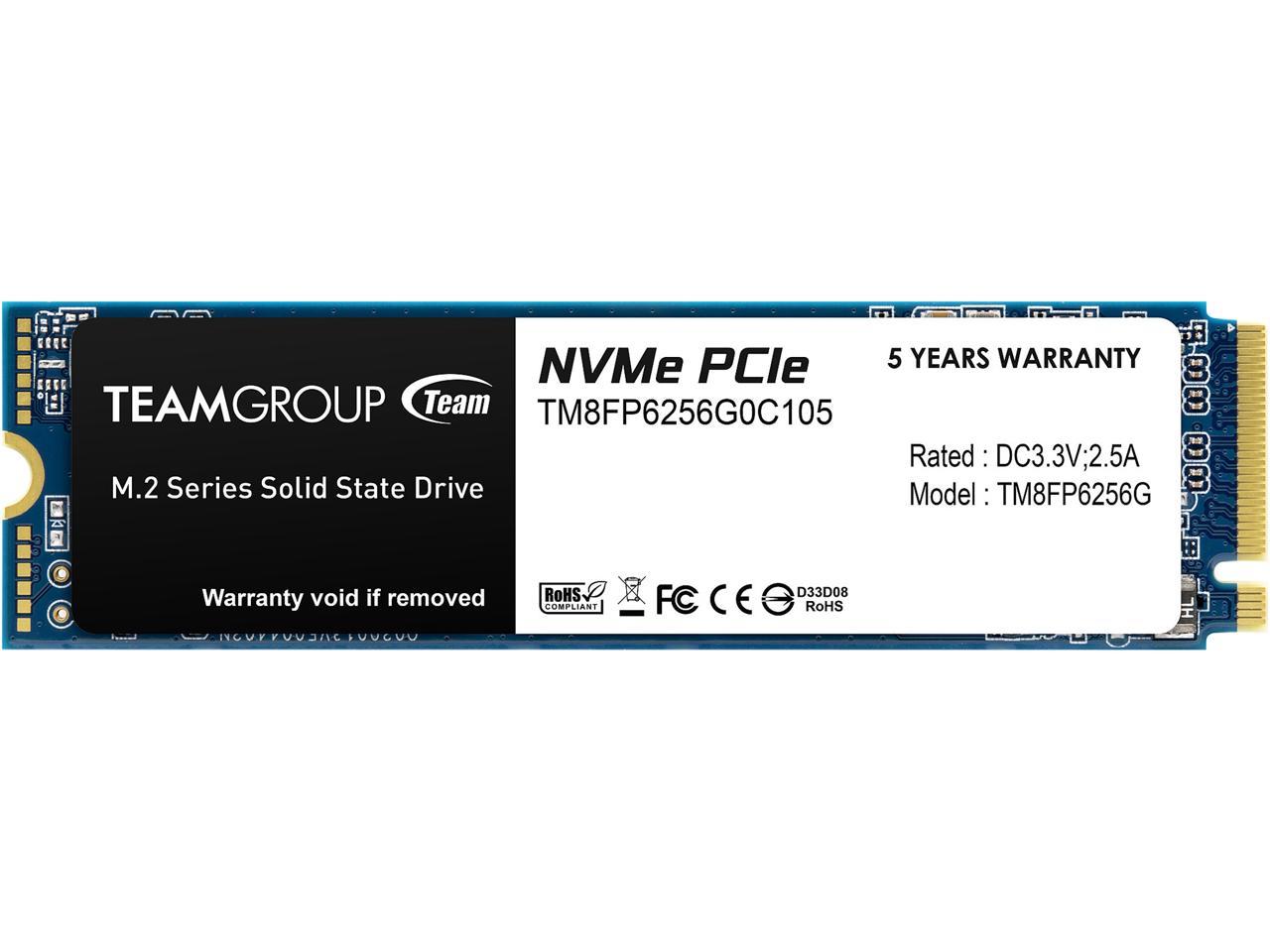 Team MP33 M.2 2280 256GB PCIe 3.0 x4 with NVMe 1.3 3D NAND Internal Solid State Drive (SSD) TM8FP6256G0C101