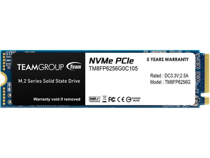 Team MP33 M.2 2280 256GB PCIe 3.0 x4 with NVMe 1.3 3D NAND Internal Solid State Drive (SSD) TM8FP6256G0C101