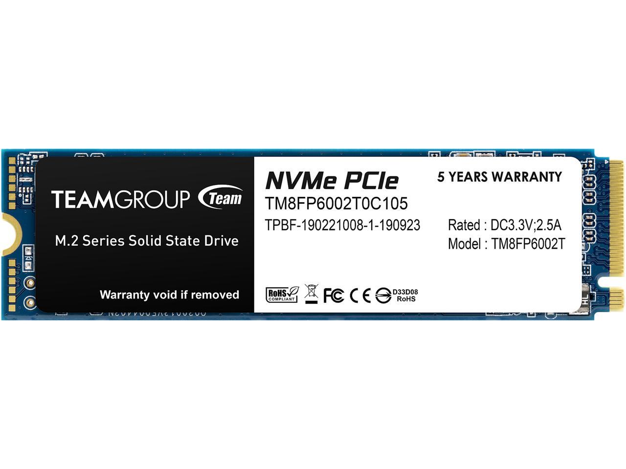 Team MP33 M.2 2280 2TB PCIe 3.0 x4 with NVMe 1.3 3D NAND Internal Solid State Drive (SSD) TM8FP6002T0C101