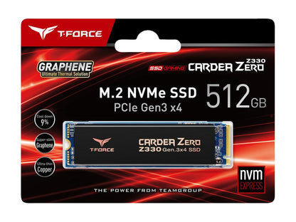 Team T-FORCE CARDEA ZERO Z330 M.2 2280 512GB PCIe Gen3 x4 with NVMe 1.3 Internal Solid State Drive (SSD) TM8FP8512G0C311