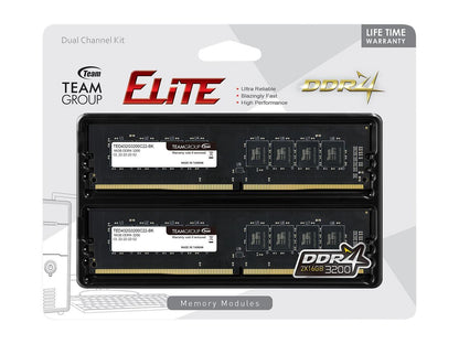 Team Elite 32GB (2 x 16GB) 288-Pin DDR4 SDRAM DDR4 3200 (PC4 25600) Desktop Memory Model TED432G3200C22DC01