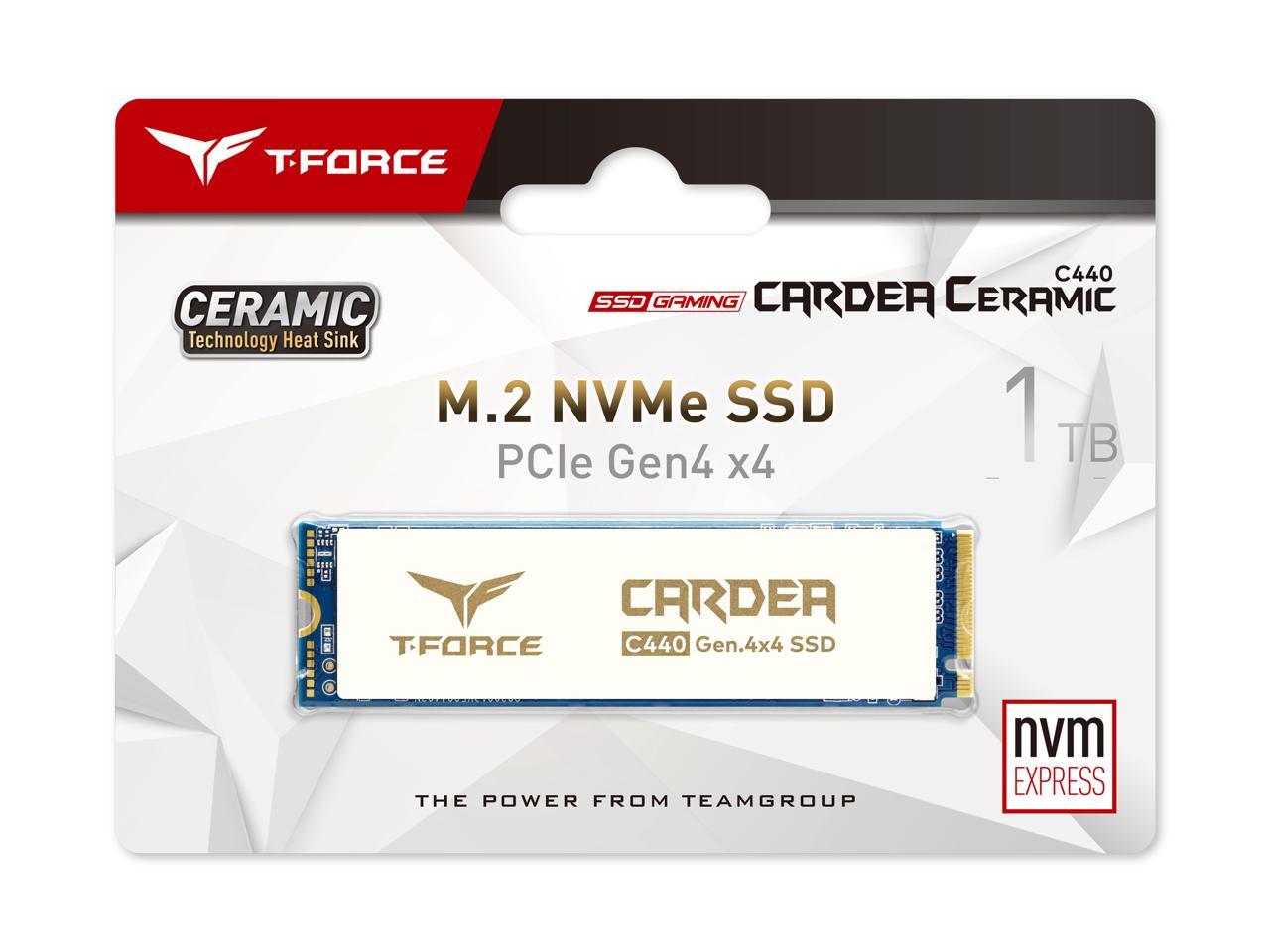 Team T-FORCE CARDEA Ceramic C440 M.2 2280 1TB PCIe Gen4 x4 with NVMe 1.3 3D NAND Internal Solid State Drive (SSD) TM8FPA001T0C410