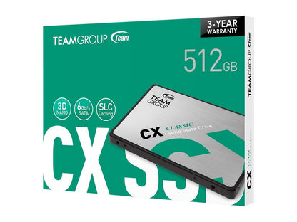 Team CX2 2.5" 512GB SATA III 3D NAND Internal Solid State Drive (SSD) T253X6512G0C101