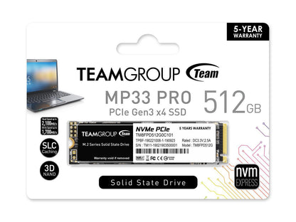 Team MP33 PRO M.2 2280 512GB PCIe 3.0 x4 with NVMe 1.3 Internal Solid State Drive (SSD) TM8FPD512G0C101