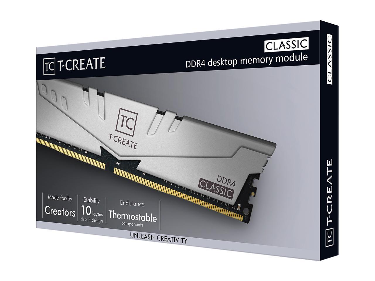 Team T-Create Classic 10 LAYERS 64GB (2 x 32GB) 288-Pin DDR4 SDRAM DDR4 3200 (PC4 25600) Desktop Memory Model TTCCD464G3200HC22DC01