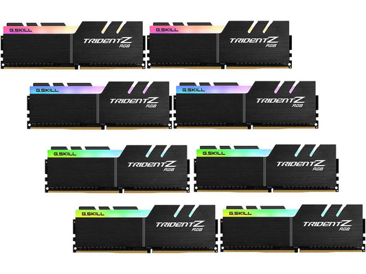 G.SKILL TridentZ RGB Series 64GB (8 x 8GB) 288-Pin PC RAM DDR4 3600 (PC4 28800) Intel XMP 2.0 Desktop Memory Model F4-3600C14Q2-64GTZRA